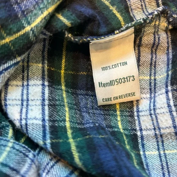L.L. Bean Women’s Green/Blue Plaid Shirt 100% Cotton Petite Medium - Picture 6 of 6